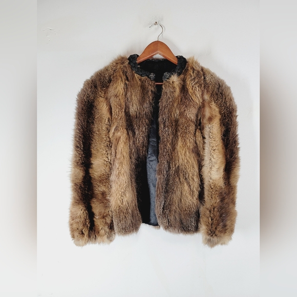 Jackets & Blazers - VINTAGE RACCOON FUR COAT, SIZE SMALL